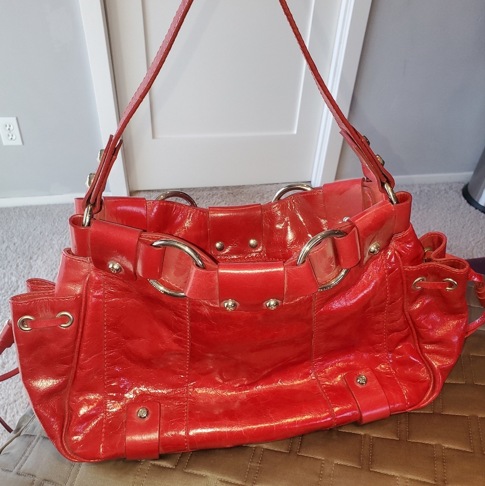 Francesco Biasia red leather shoulder bag, never worn